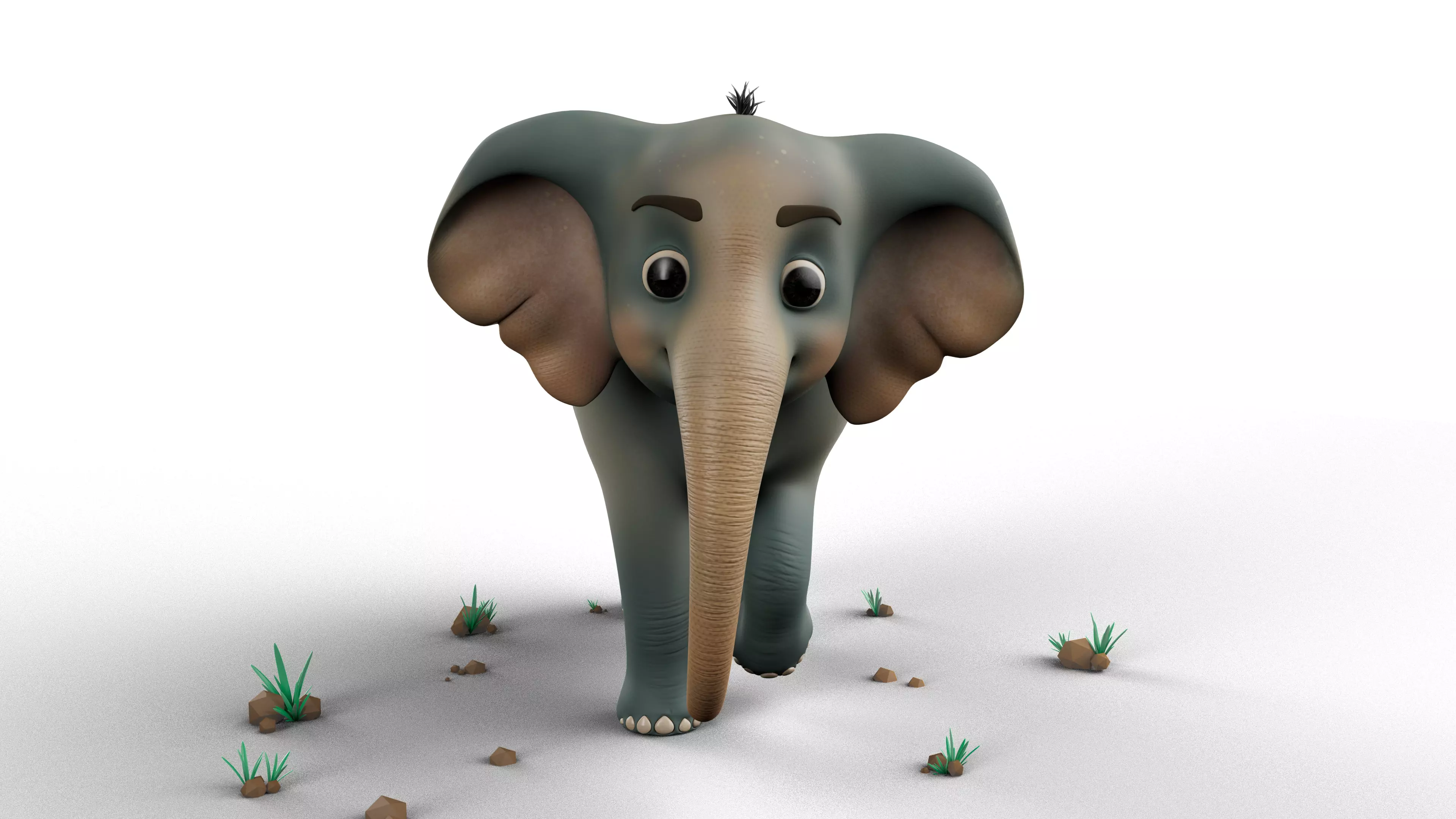 Cartoon Elephant - MAYA Rigged and Blender Rigged Low-poly 3D model_6
