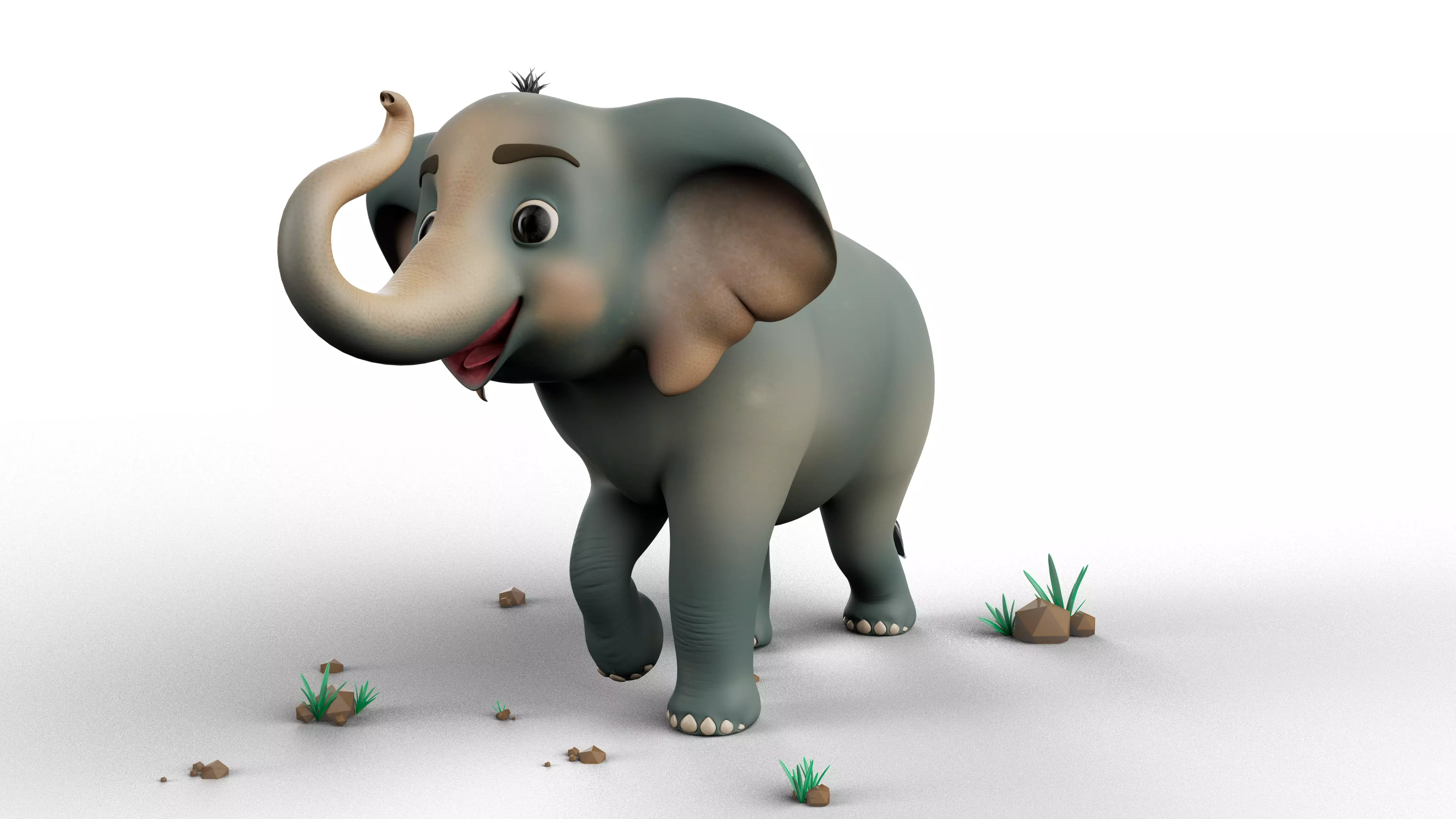 Cartoon Elephant - MAYA Rigged and Blender Rigged Low-poly 3D model_4