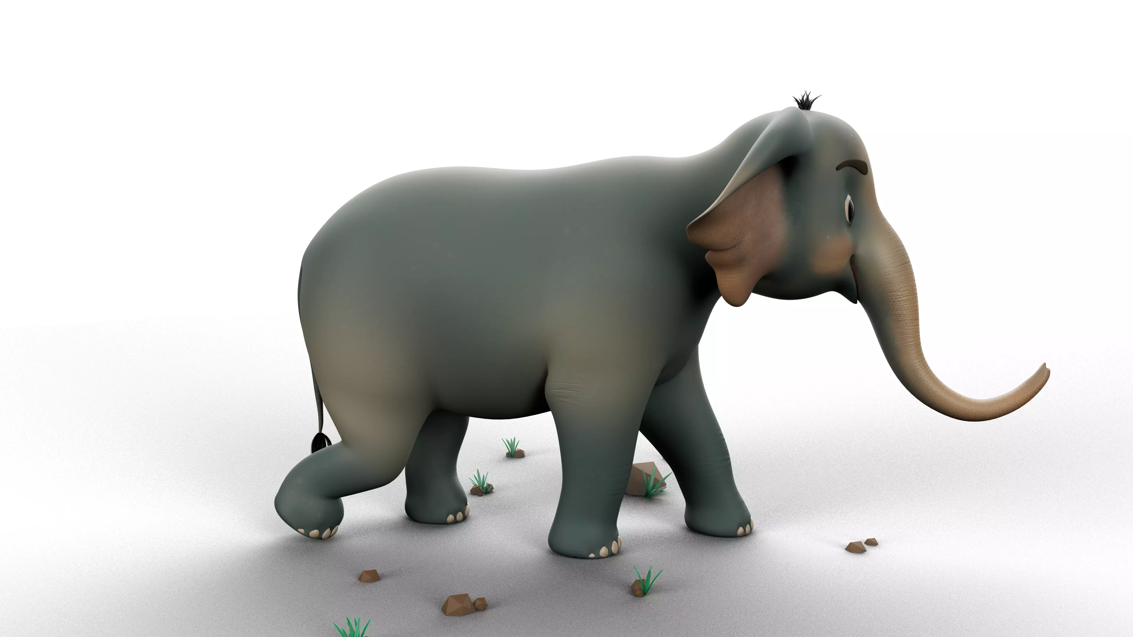 Cartoon Elephant - MAYA Rigged and Blender Rigged Low-poly 3D model_3