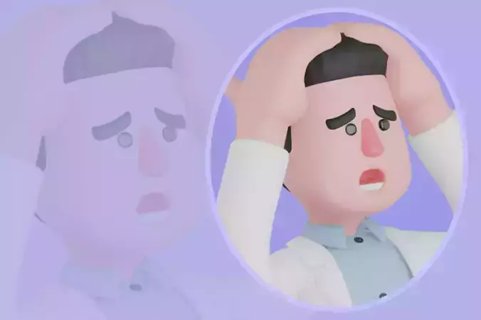 Stylized 3D Male Doctor Character - Cartoon Stressed with Virus