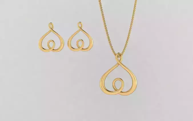 Heart pendant and earing set