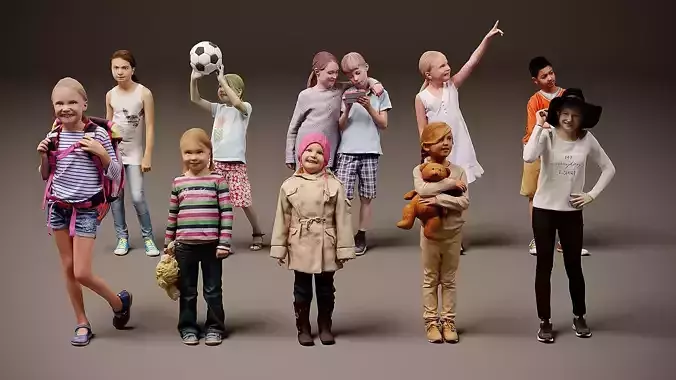 Childrens Collection x10 02 Low-poly 3D model