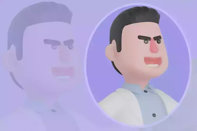 Stylized 3D Male Doctor Character - Cartoon Fighting Viruses