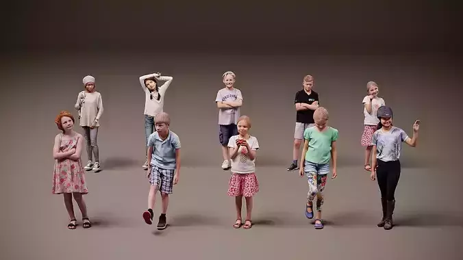 Childrens Collection x10 03 Low-poly 3D model