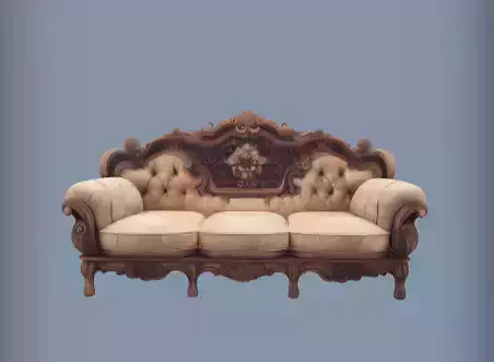 Ornate vintage sofa with tufted cushions 3d Model 3D print model