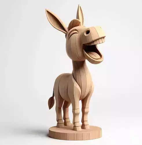 1844 Laughing Wooden Donkey  3D Printed  Statue