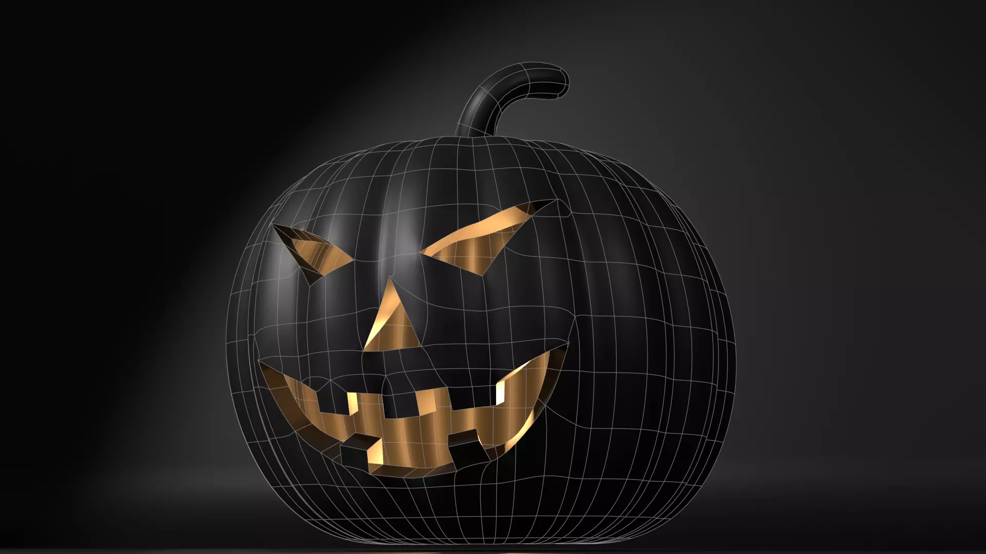Halloween Jack-o-Lantern Pumpkin Low-poly 3D model_5