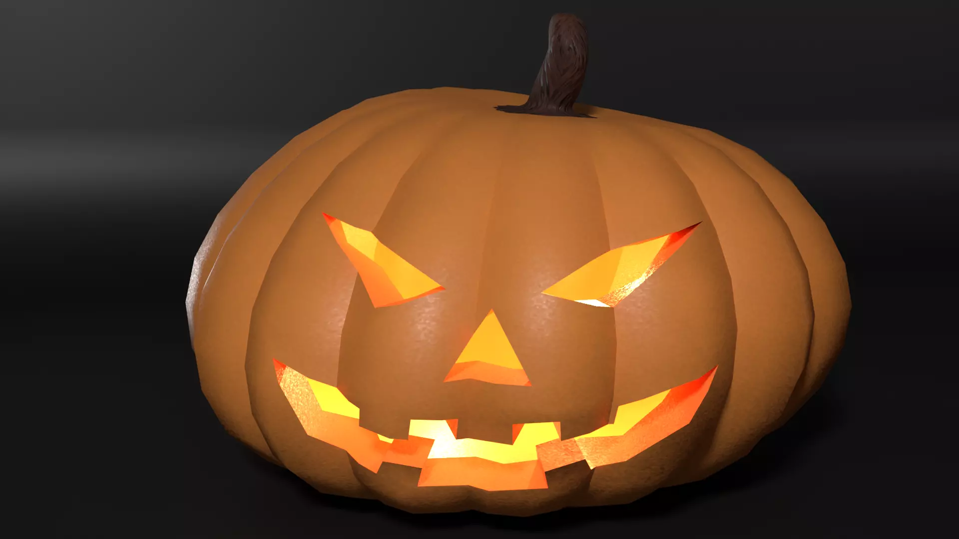 Halloween Jack-o-Lantern Pumpkin Low-poly 3D model_4