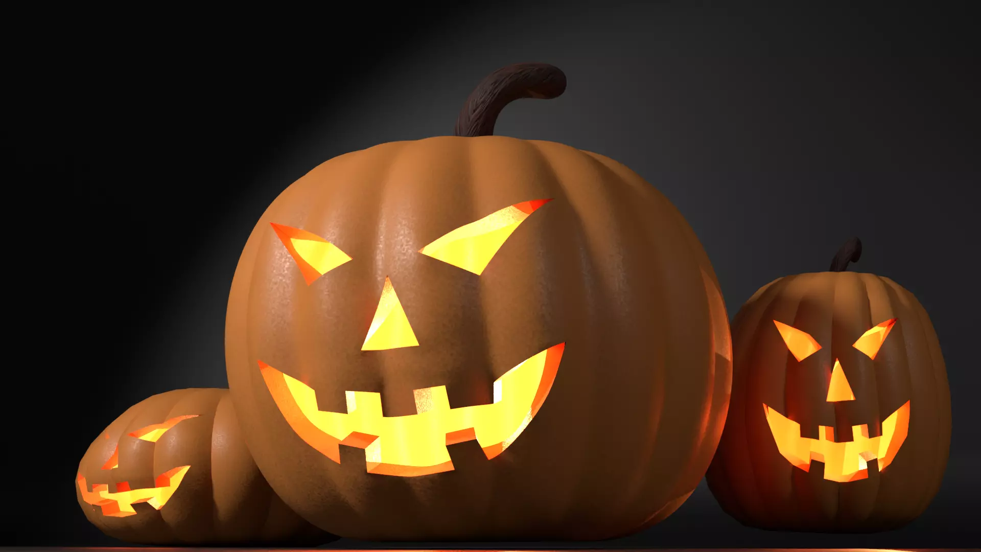 Halloween Jack-o-Lantern Pumpkin Low-poly 3D model_0