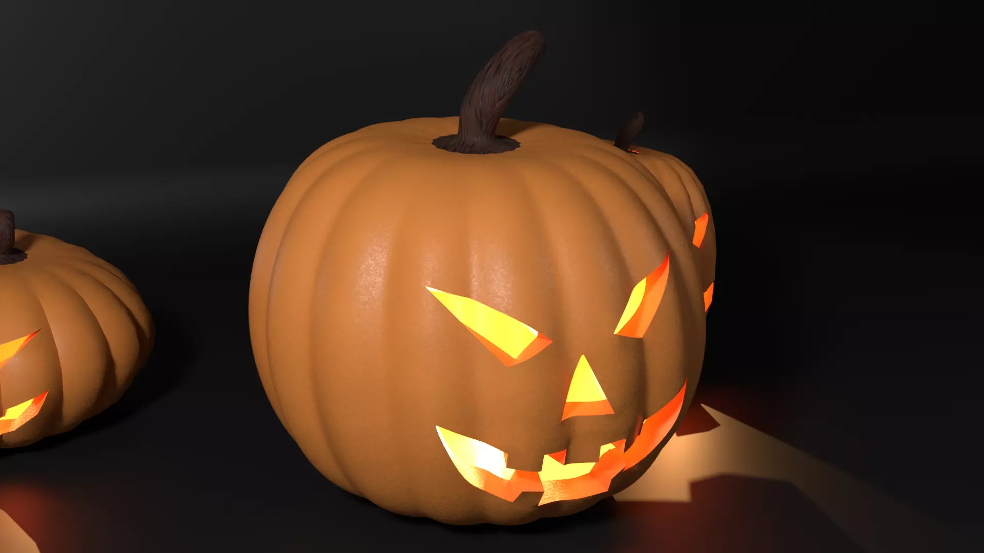 Halloween Jack-o-Lantern Pumpkin Low-poly 3D model_2