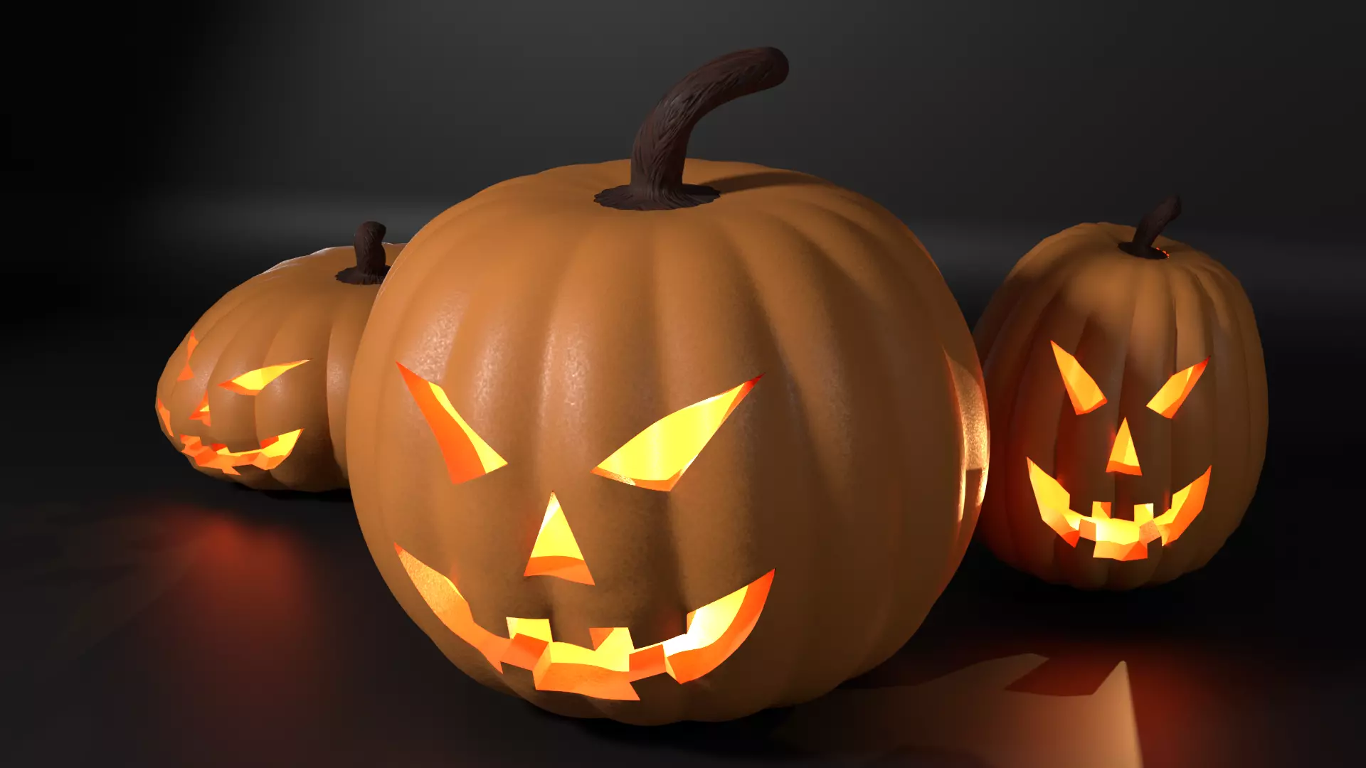 Halloween Jack-o-Lantern Pumpkin Low-poly 3D model_1