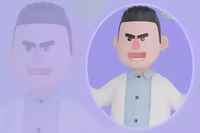 Stylized 3D Male Doctor Character - Cartoon Virus Fighter