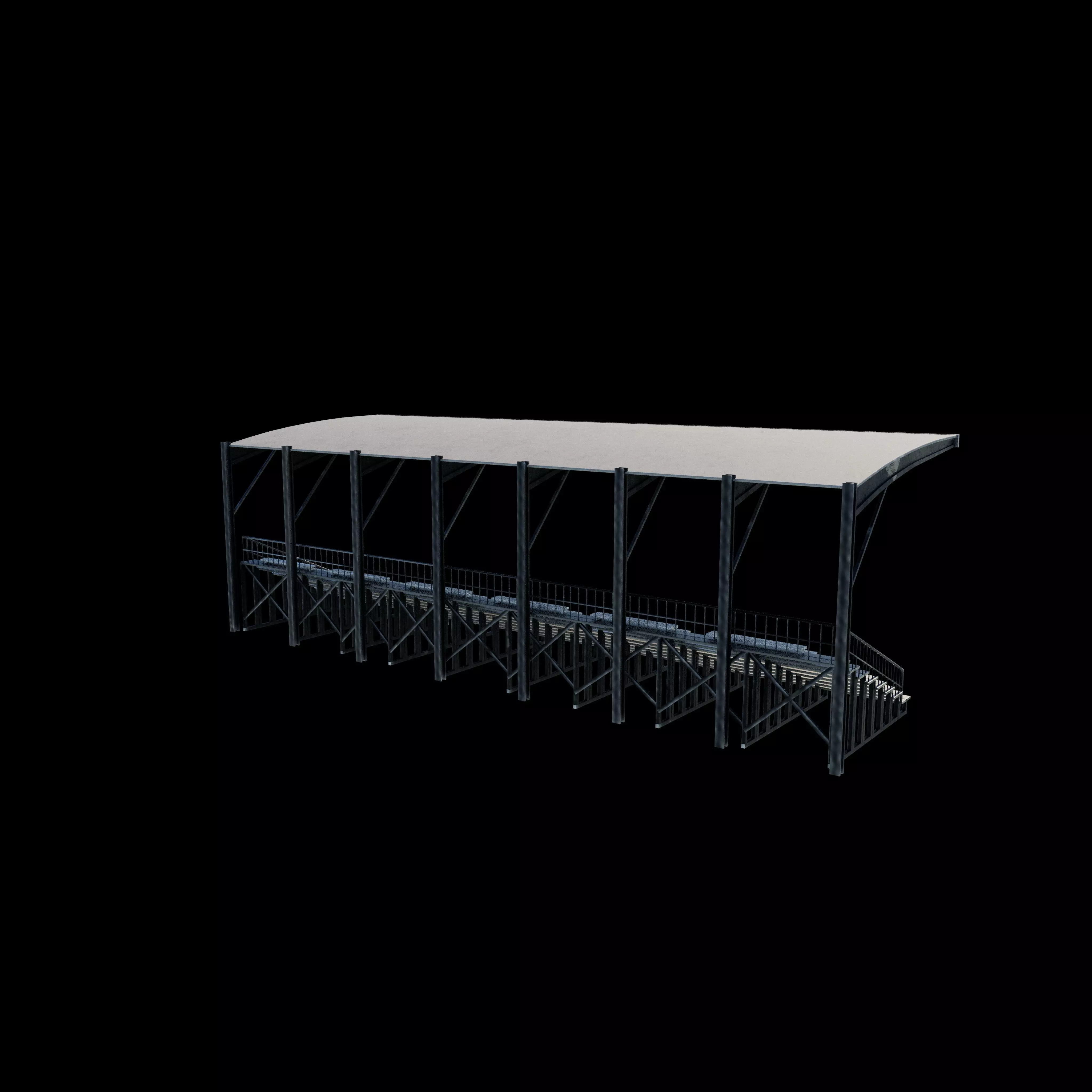 Stadium tribune 3D model_7