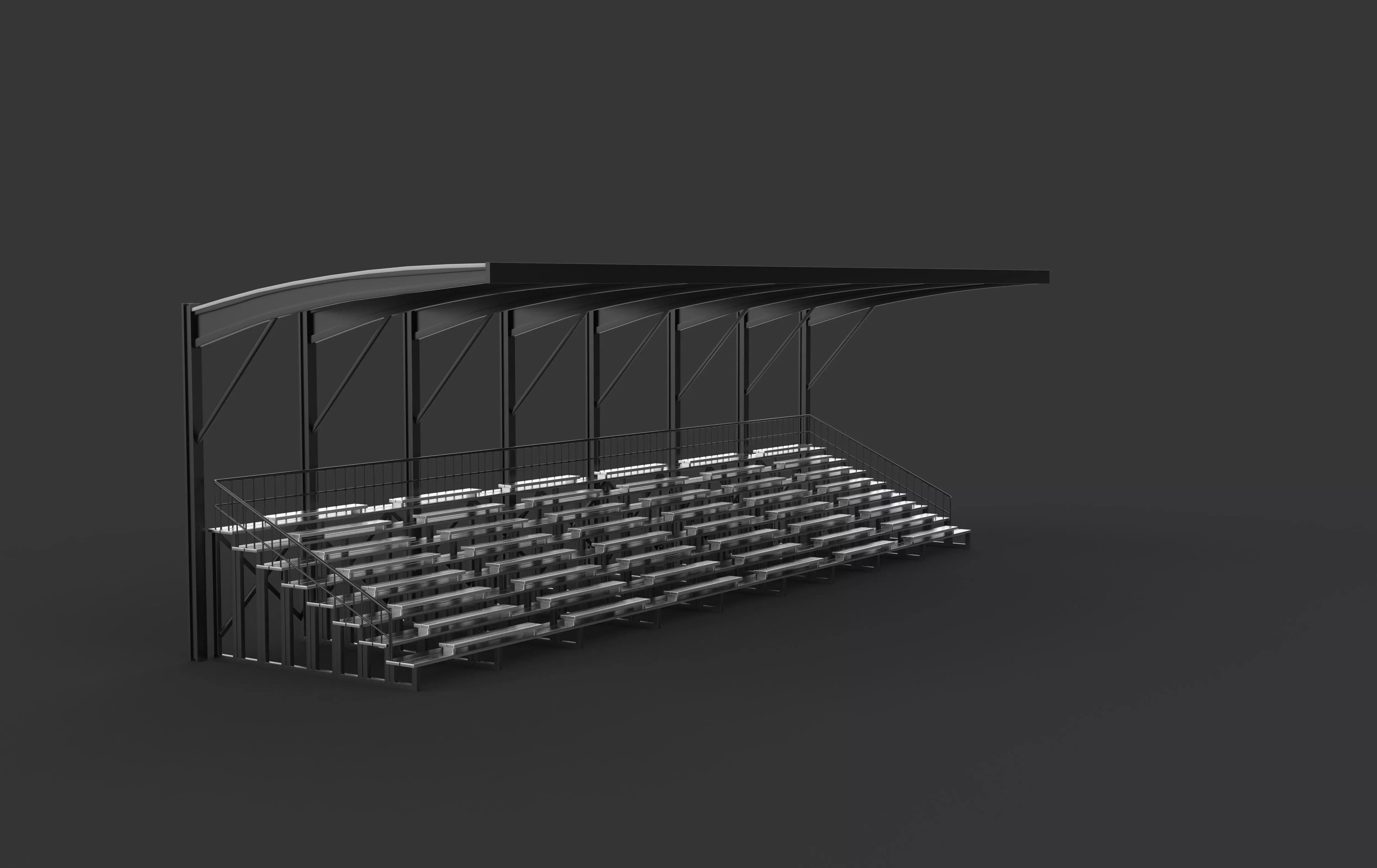 Stadium tribune 3D model_4
