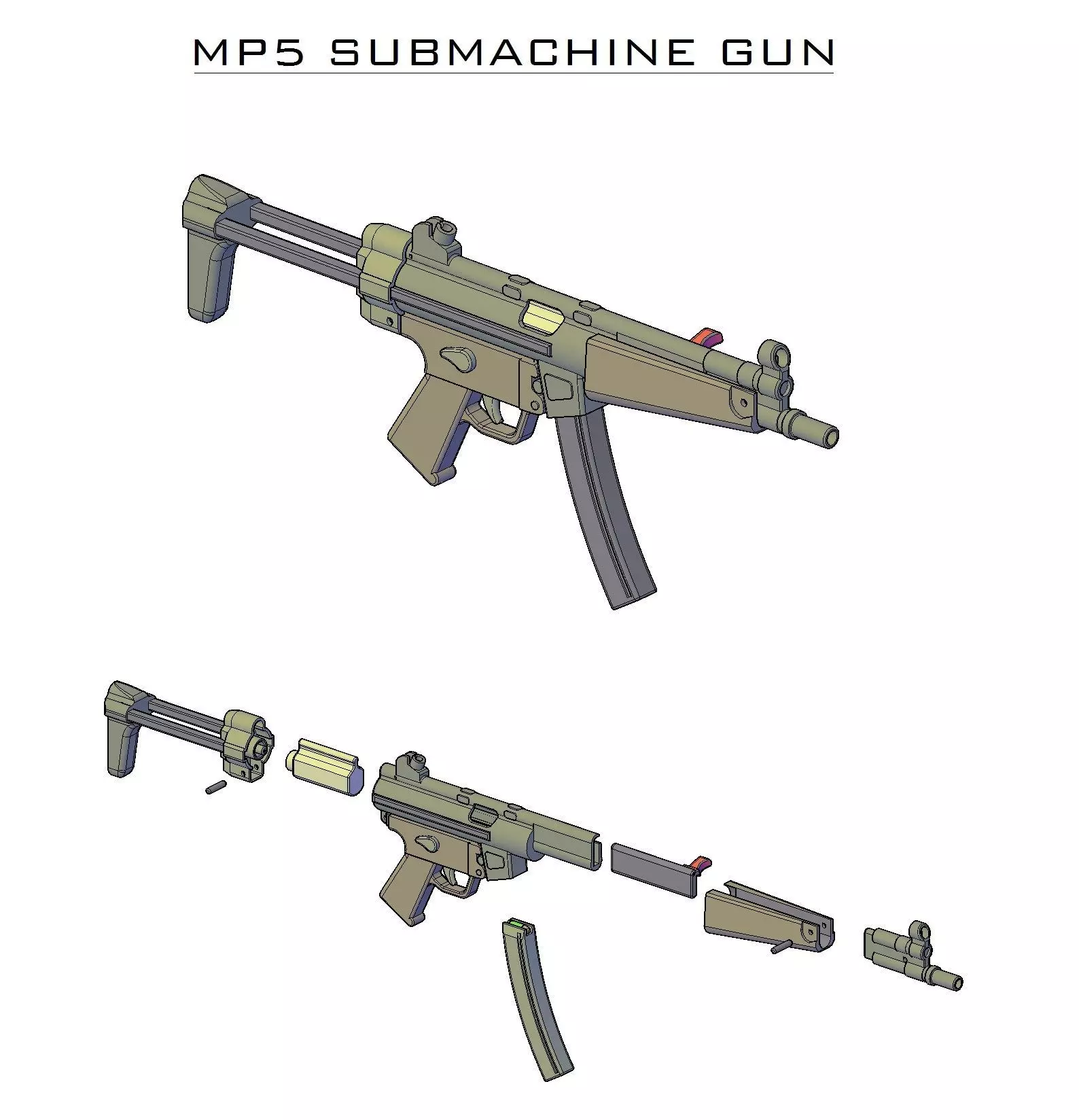 MP5 Submachinegun miniature and Toy 3D print model_0