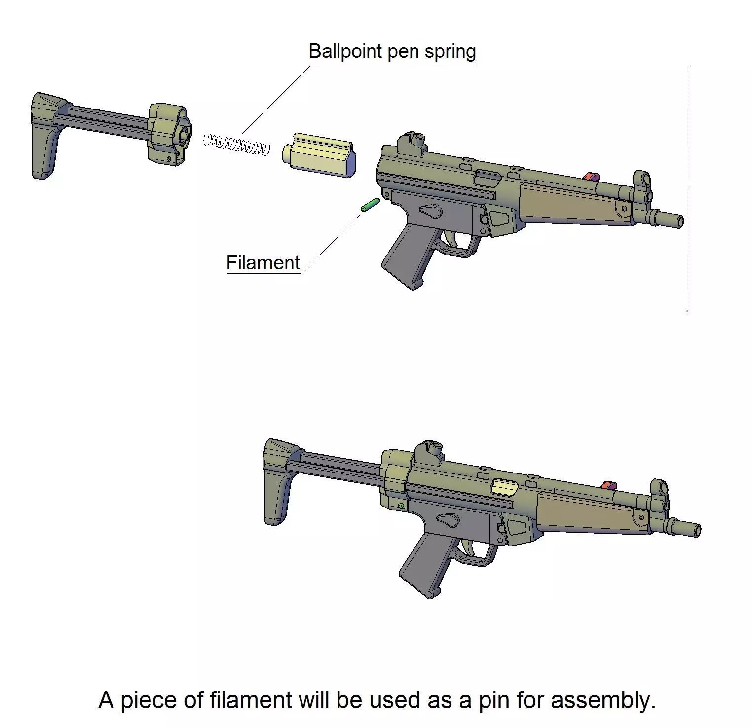 MP5 Submachinegun miniature and Toy 3D print model_3