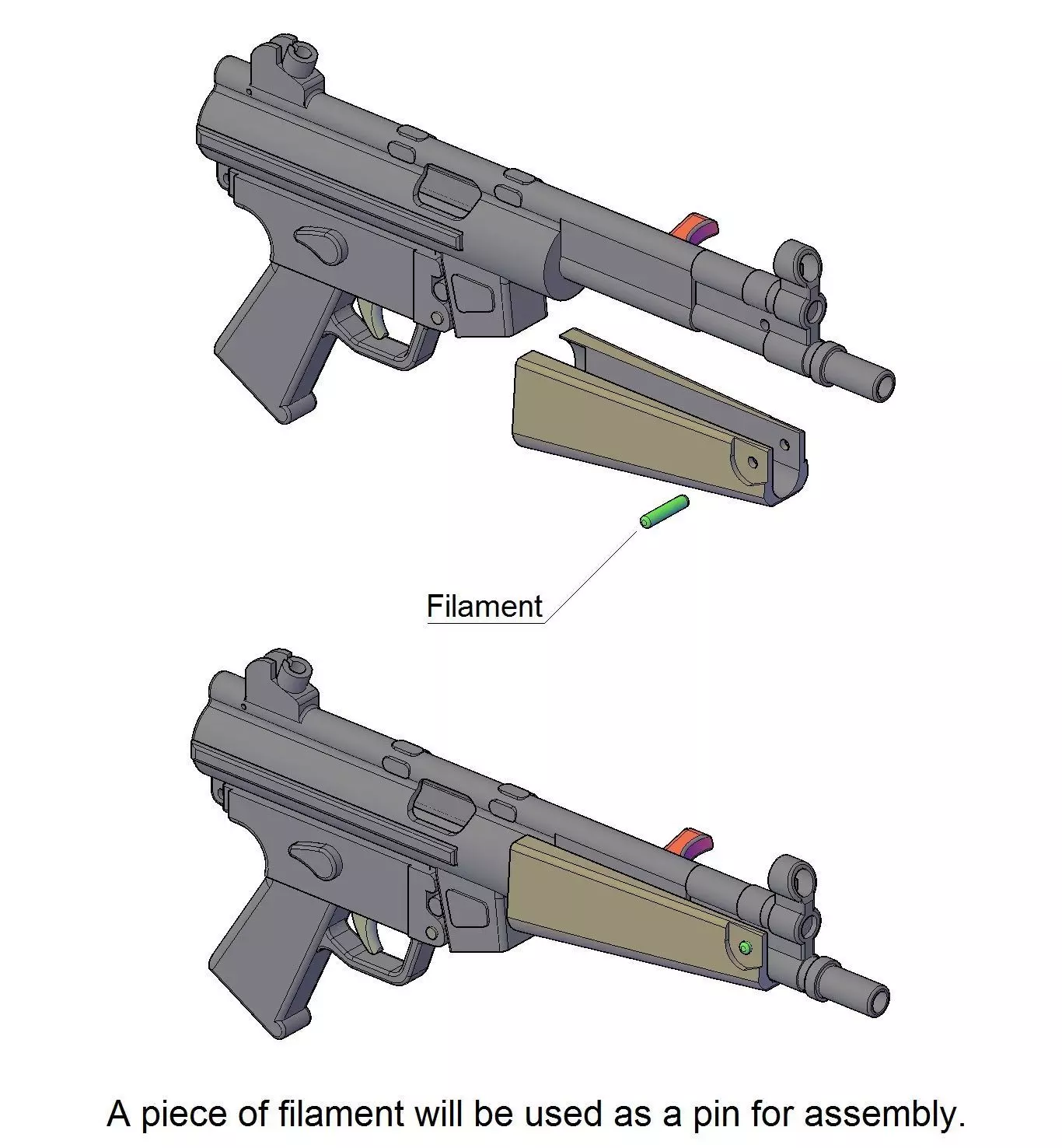 MP5 Submachinegun miniature and Toy 3D print model_2