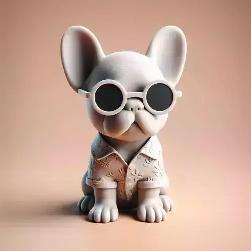 French Bulldog Puppy in Sunglasses on vocation 3D print model