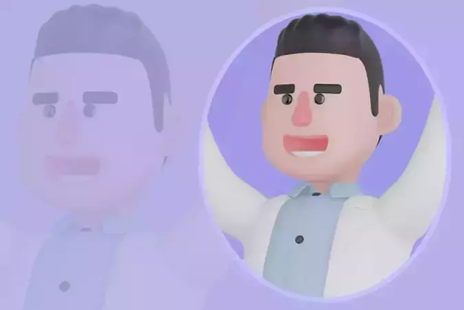 Stylized 3D Male Doctor Character - Cartoon Virus Victory