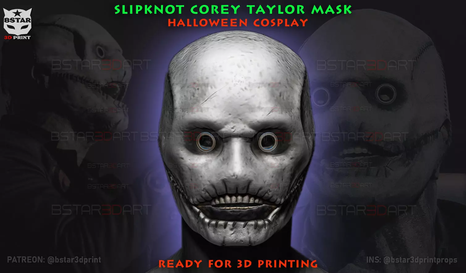 Slipknot Corey Taylor Mask High Quality For Halloween Cosplay 3D print model_1