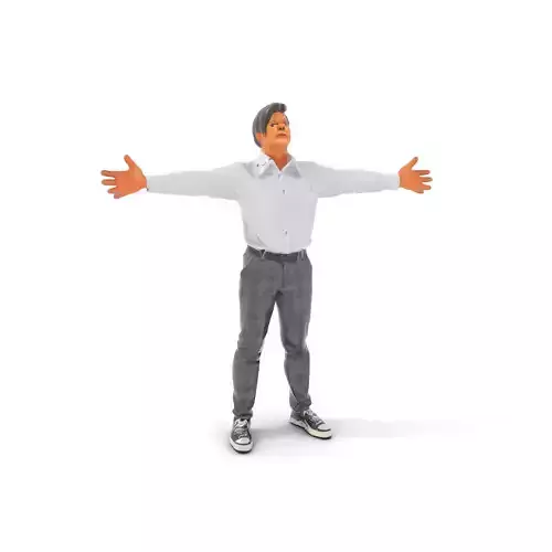 Business Casual Man Model Pack with Outstretched Arms Low-poly 3D model
