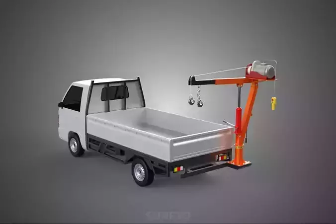 FOLDING MOUNTED BED CRANE HOIST LIFT ELECTRIC WINCH PICKUP TRUCK 3D model