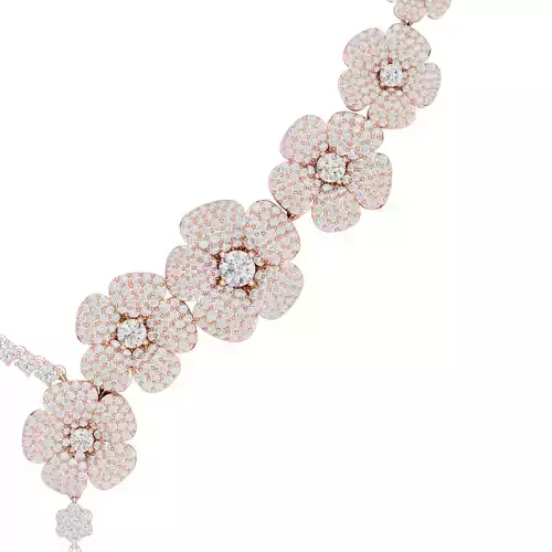 Round Diamond Flower Design Necklace 3DM STL Video 3D print model