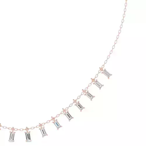 Baguette Cut Diamond Dainty Necklace 3DM STL Video 3D print model