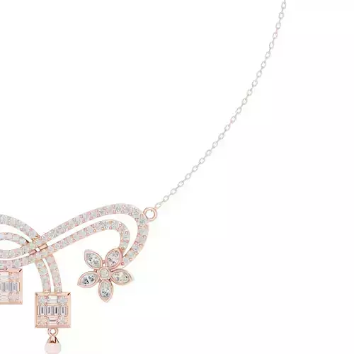 Round Baguette Marquise Floral Necklace 3DM STL Video