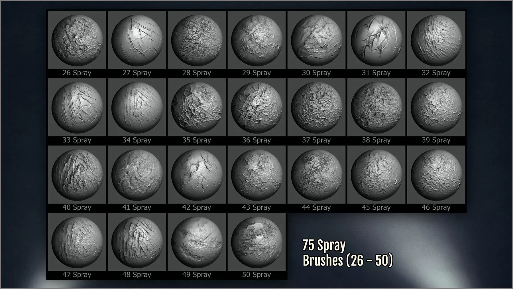 Peeling and Chipped Maker 300 ZBrush brushes and 75 alphas Texture_10