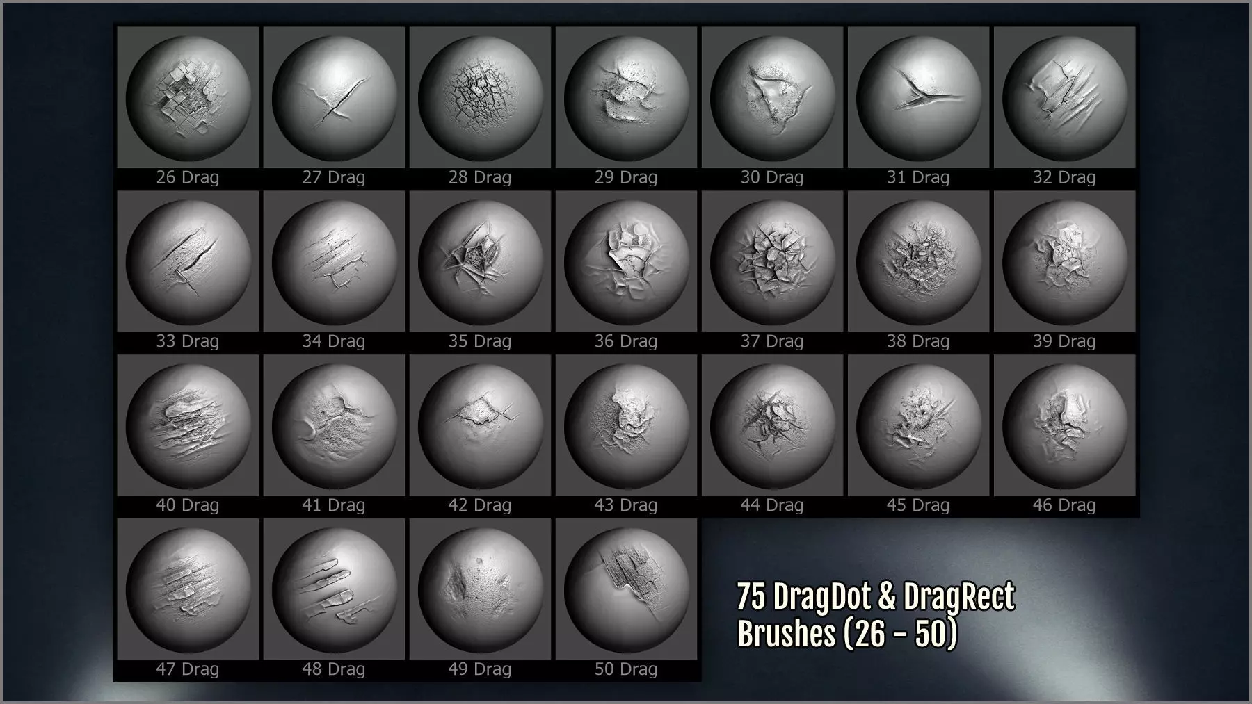 Peeling and Chipped Maker 300 ZBrush brushes and 75 alphas Texture_4