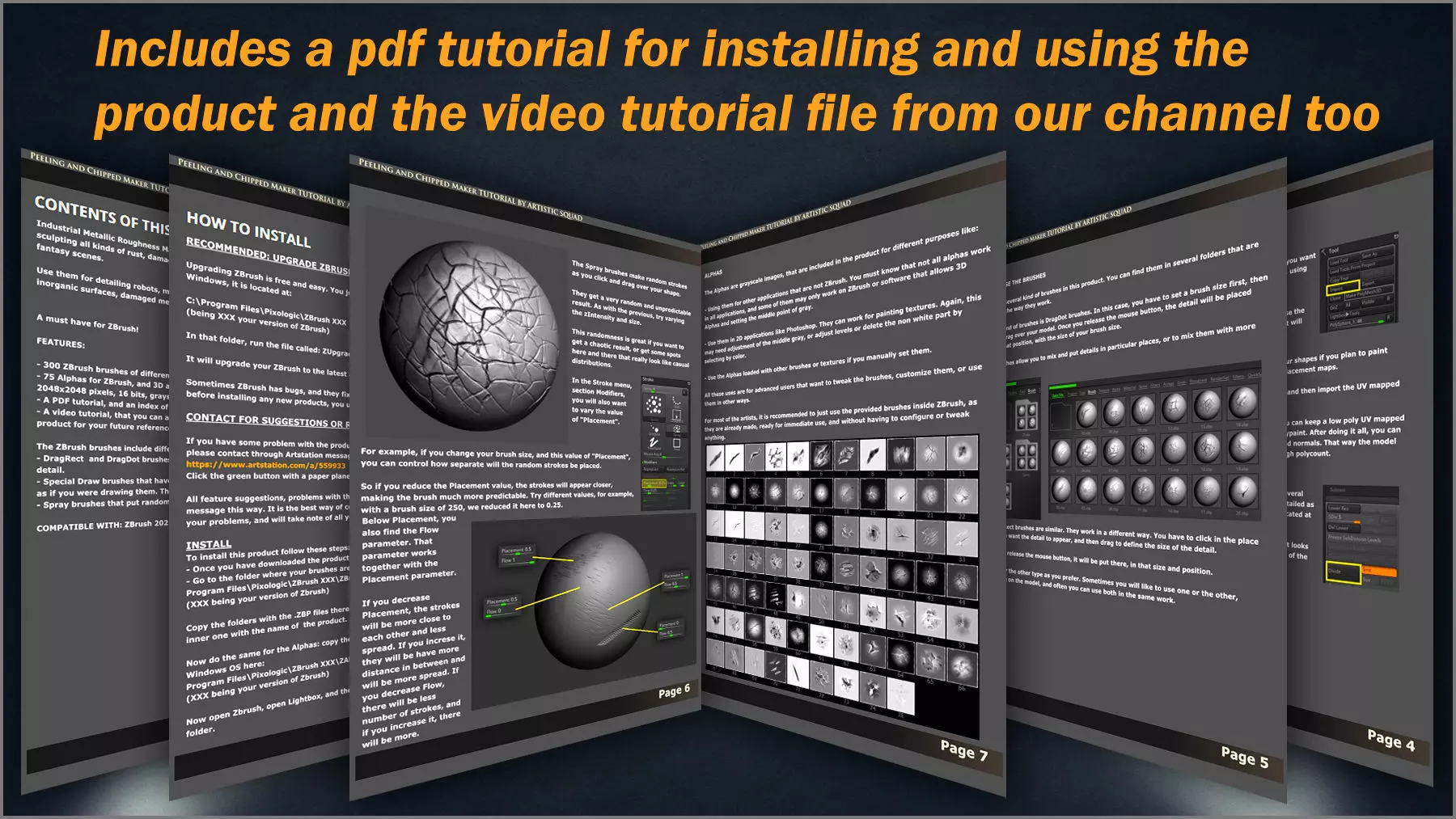 Peeling and Chipped Maker 300 ZBrush brushes and 75 alphas Texture_13