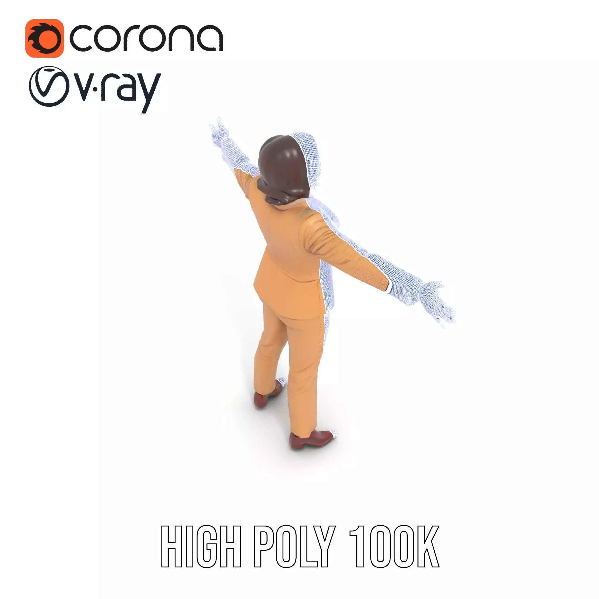 Businesswoman Model Pack with Arms Open Gesture Low-poly 3D model_32