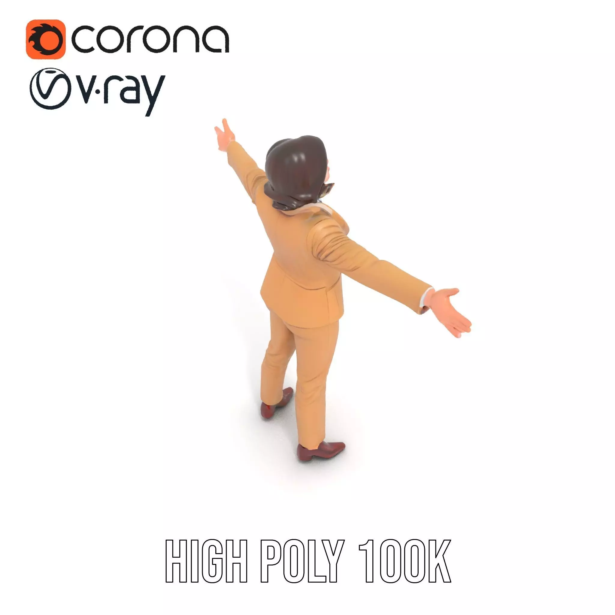 Businesswoman Model Pack with Arms Open Gesture Low-poly 3D model_20