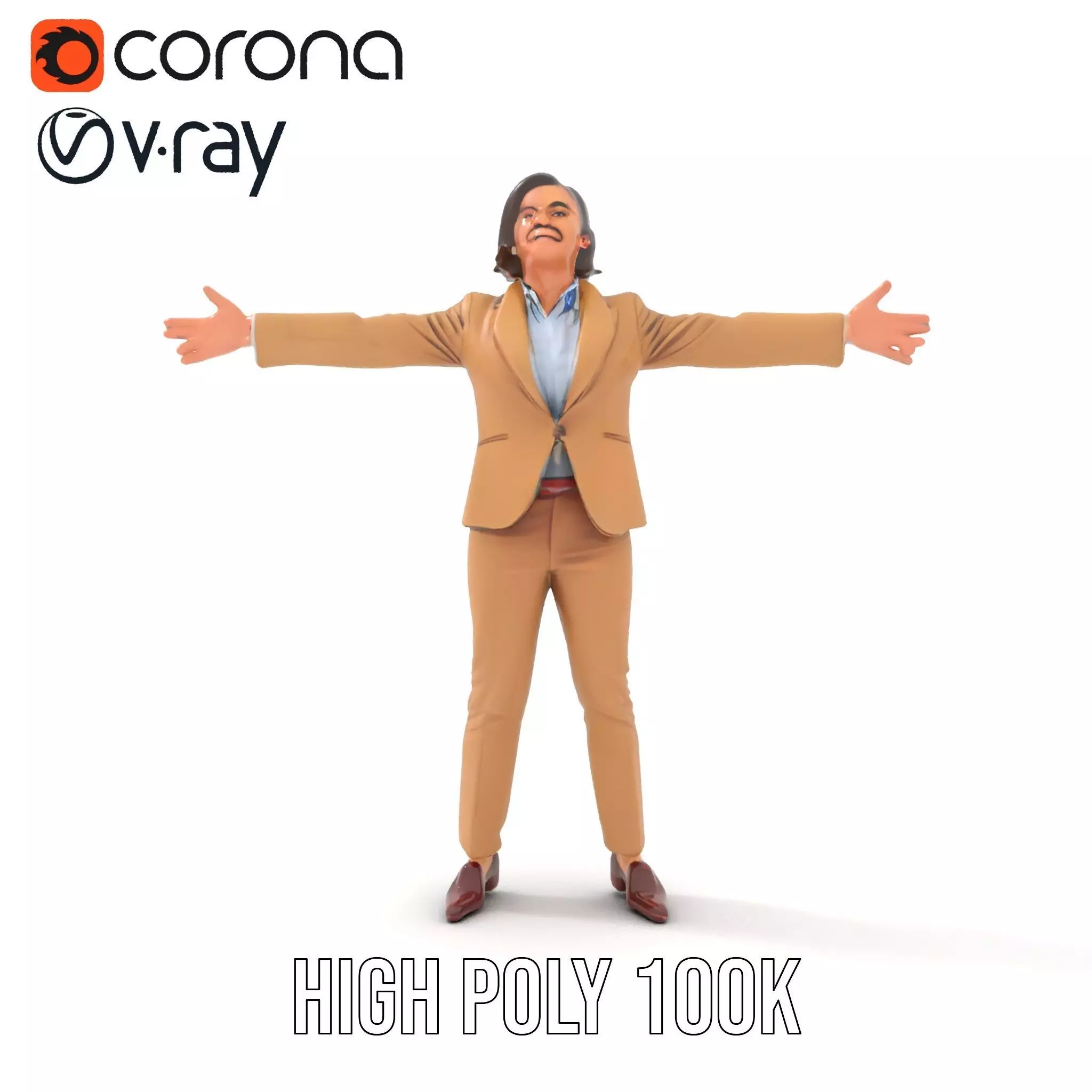 Businesswoman Model Pack with Arms Open Gesture Low-poly 3D model_12