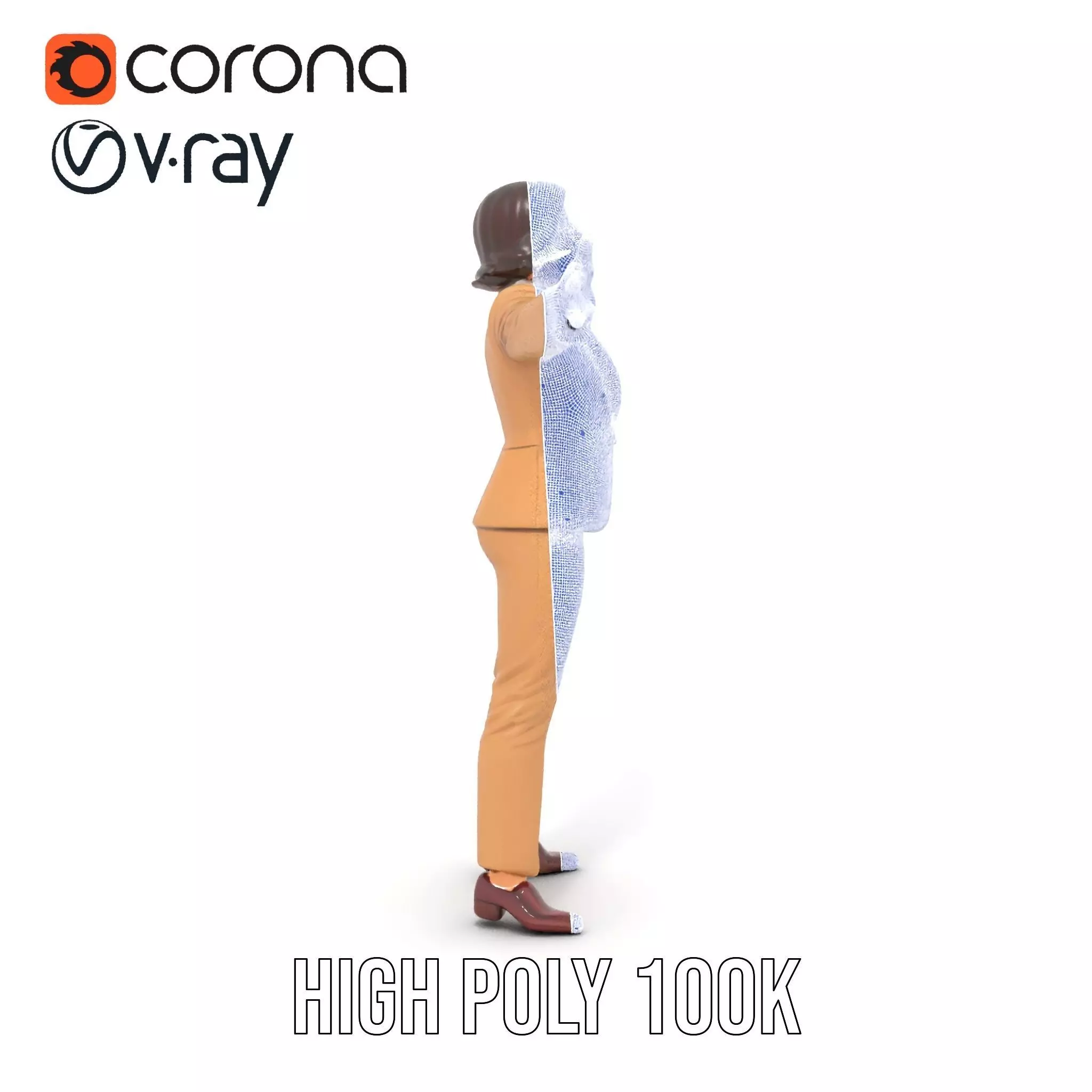 Businesswoman Model Pack with Arms Open Gesture Low-poly 3D model_35