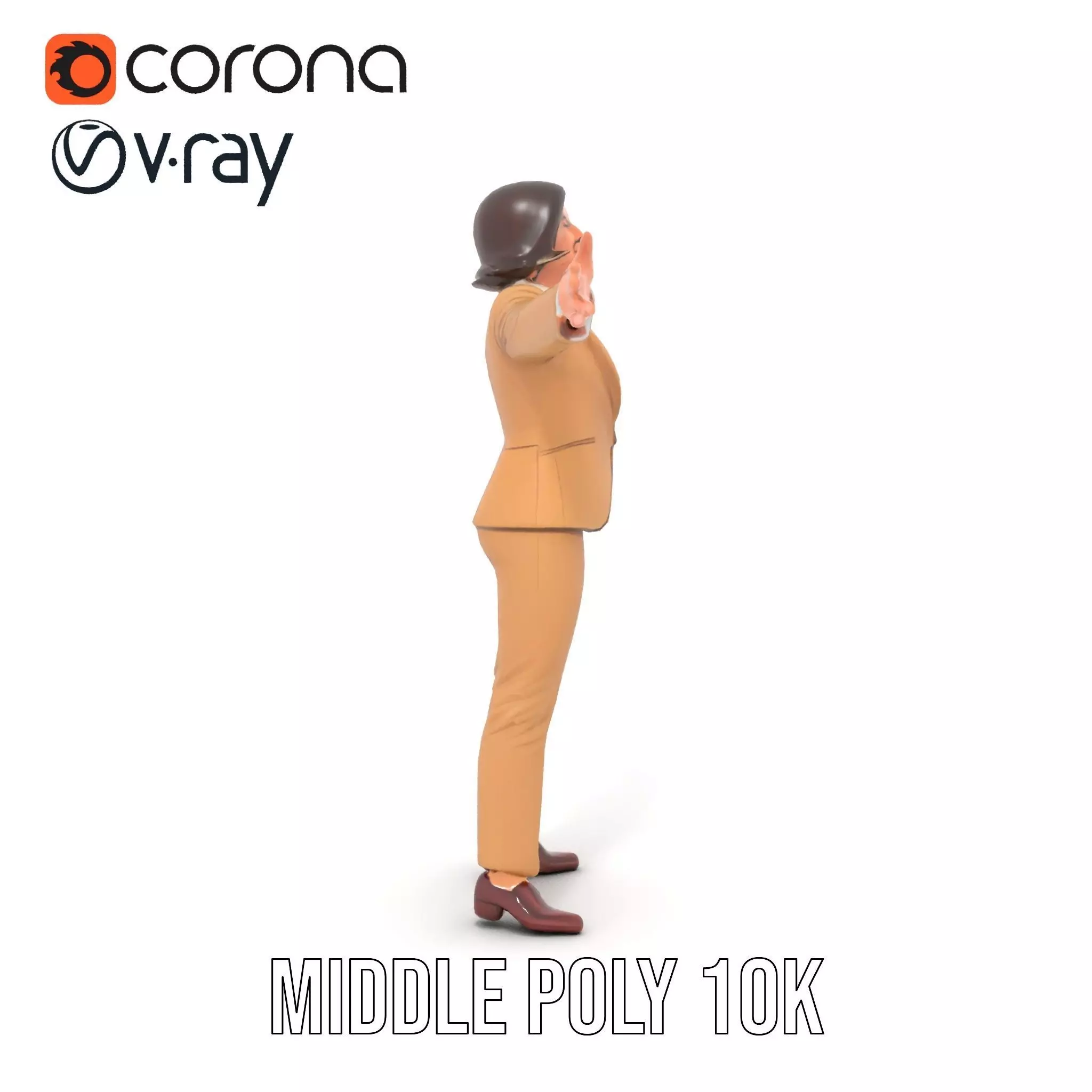 Businesswoman Model Pack with Arms Open Gesture Low-poly 3D model_7
