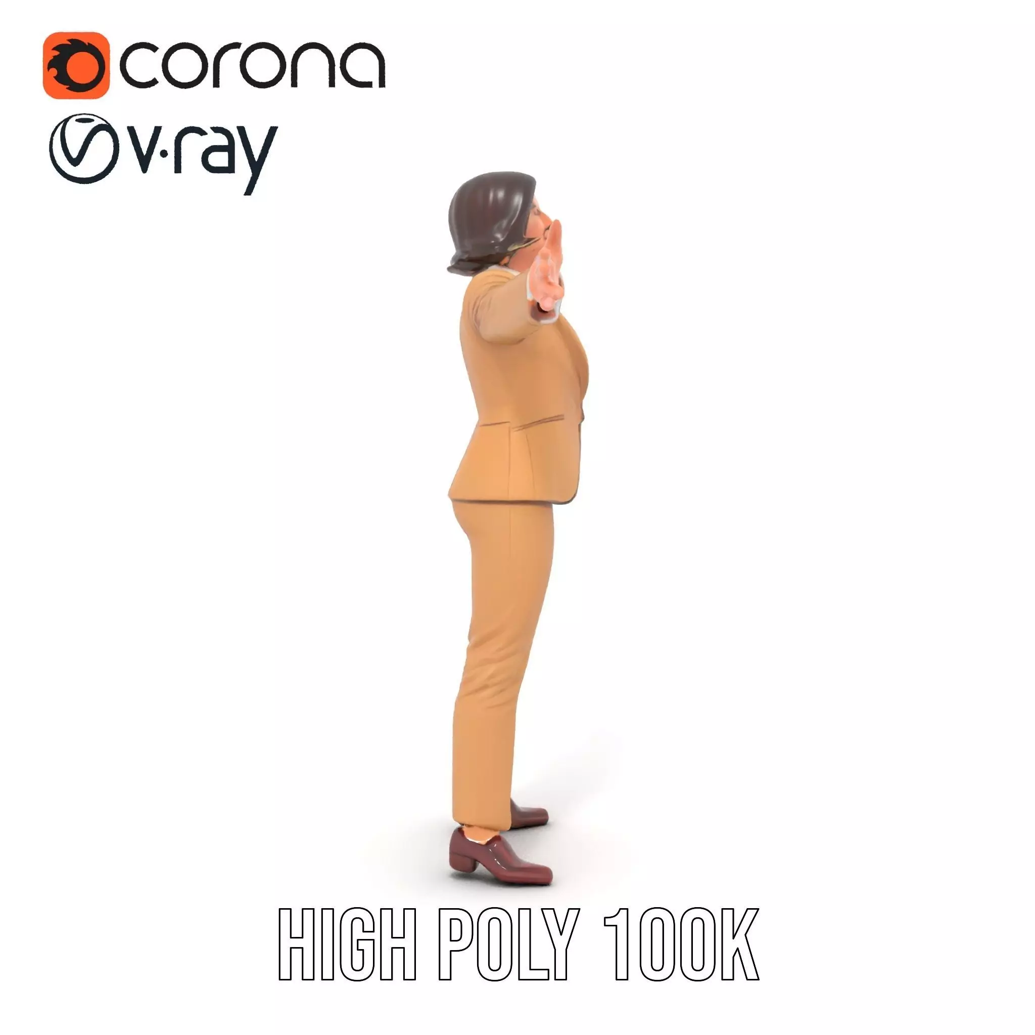 Businesswoman Model Pack with Arms Open Gesture Low-poly 3D model_15