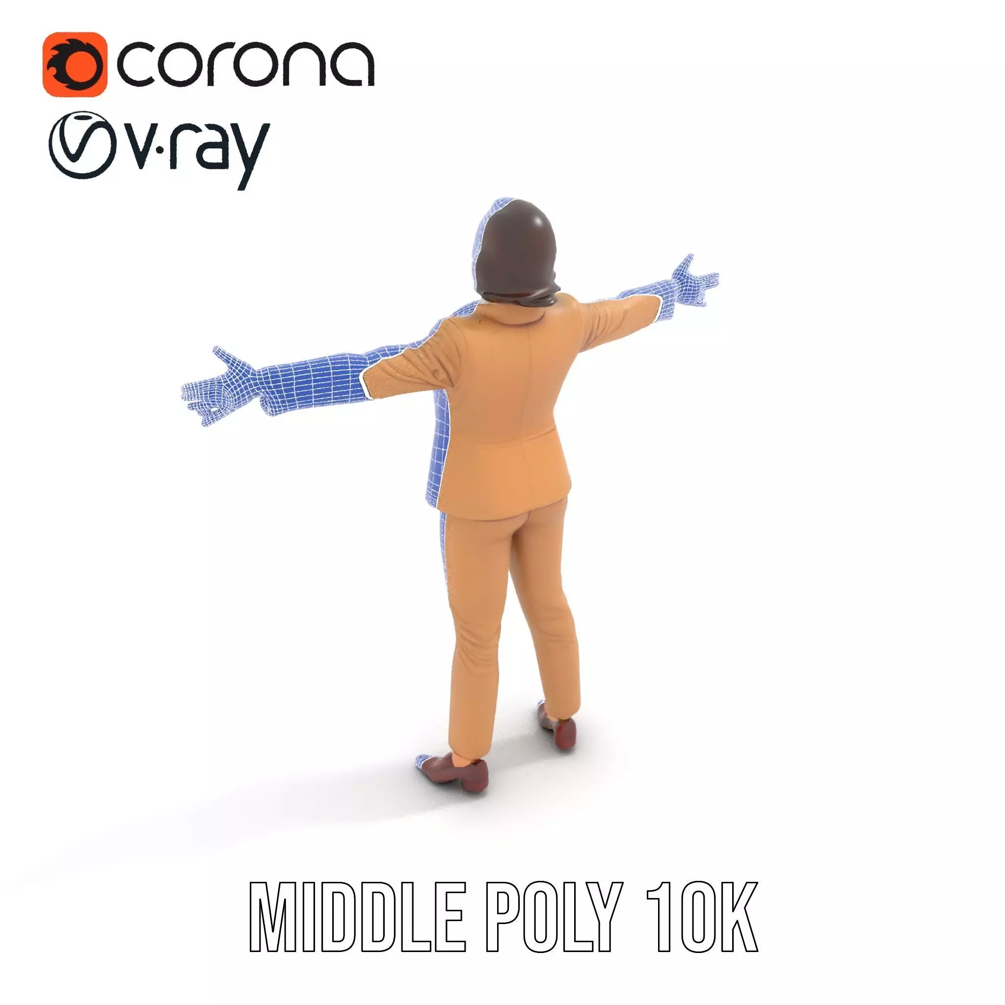 Businesswoman Model Pack with Arms Open Gesture Low-poly 3D model_10