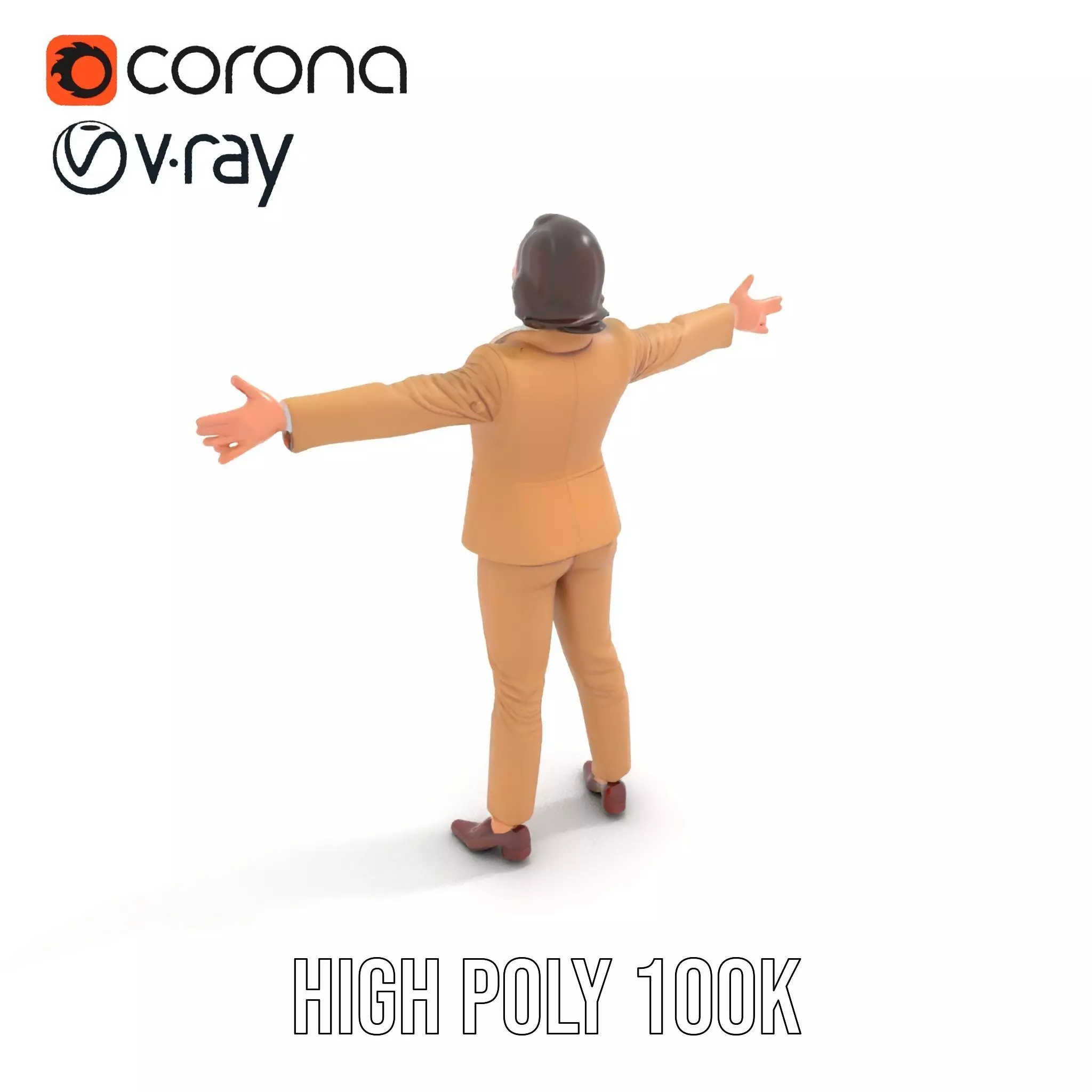 Businesswoman Model Pack with Arms Open Gesture Low-poly 3D model_26
