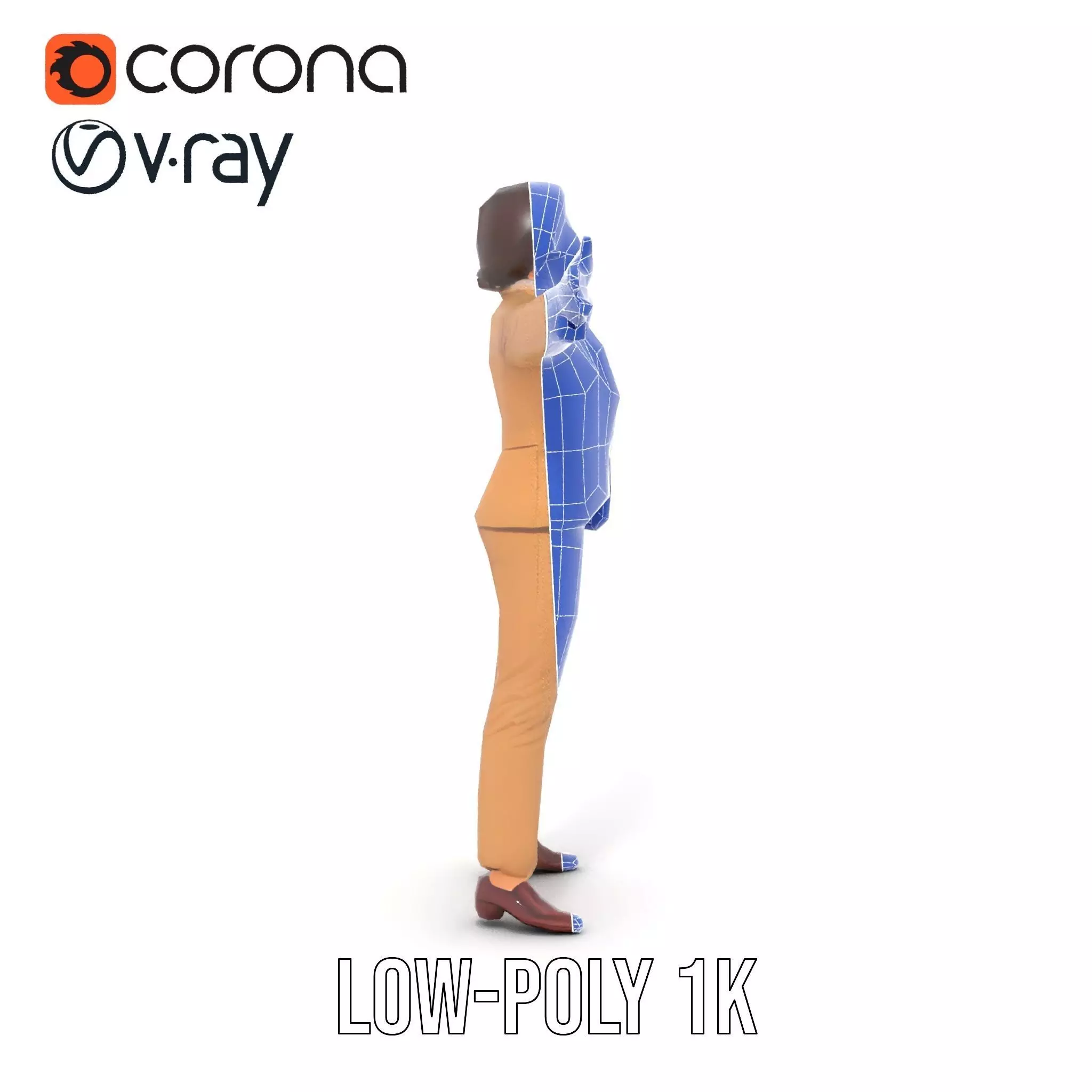 Businesswoman Model Pack with Arms Open Gesture Low-poly 3D model_19