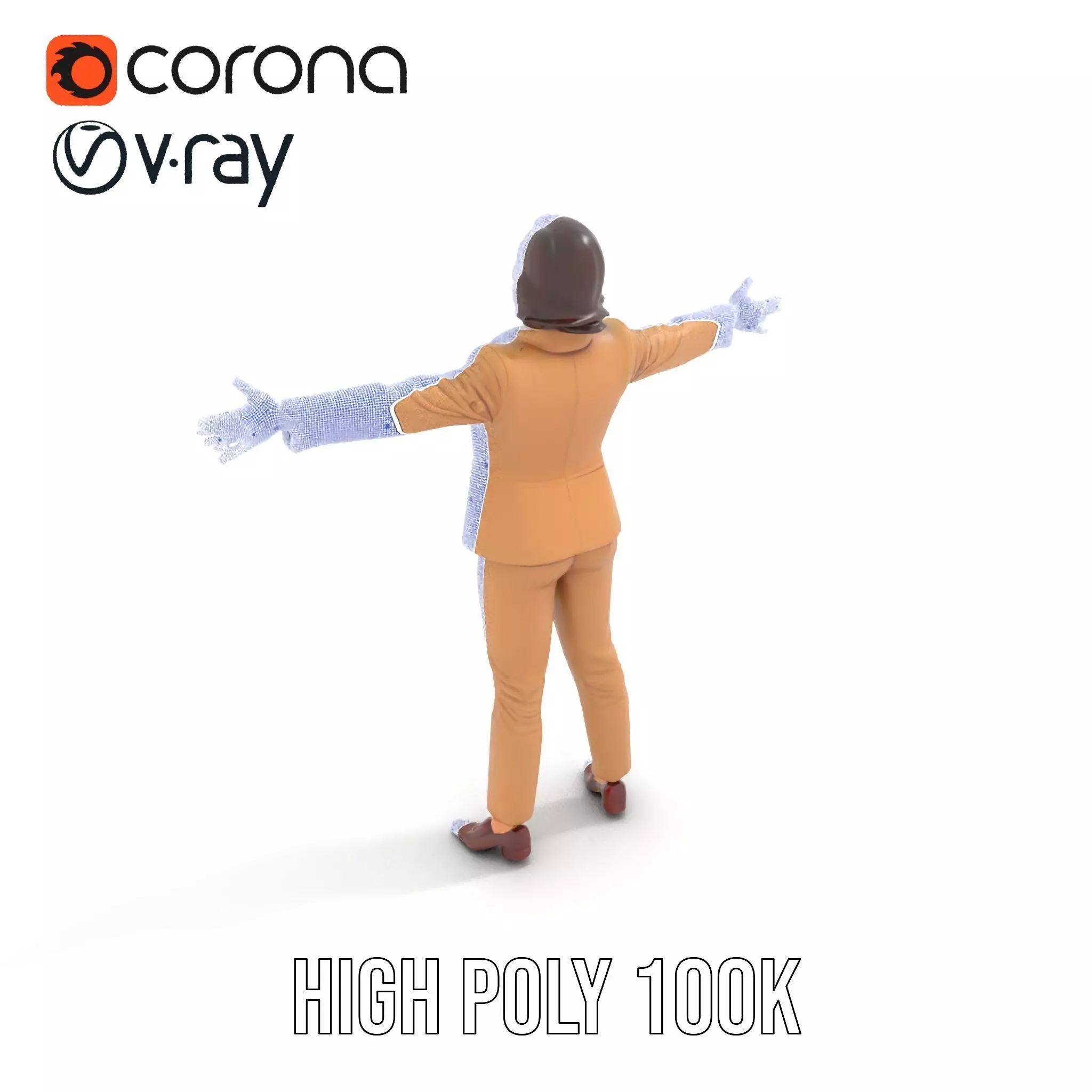 Businesswoman Model Pack with Arms Open Gesture Low-poly 3D model_33