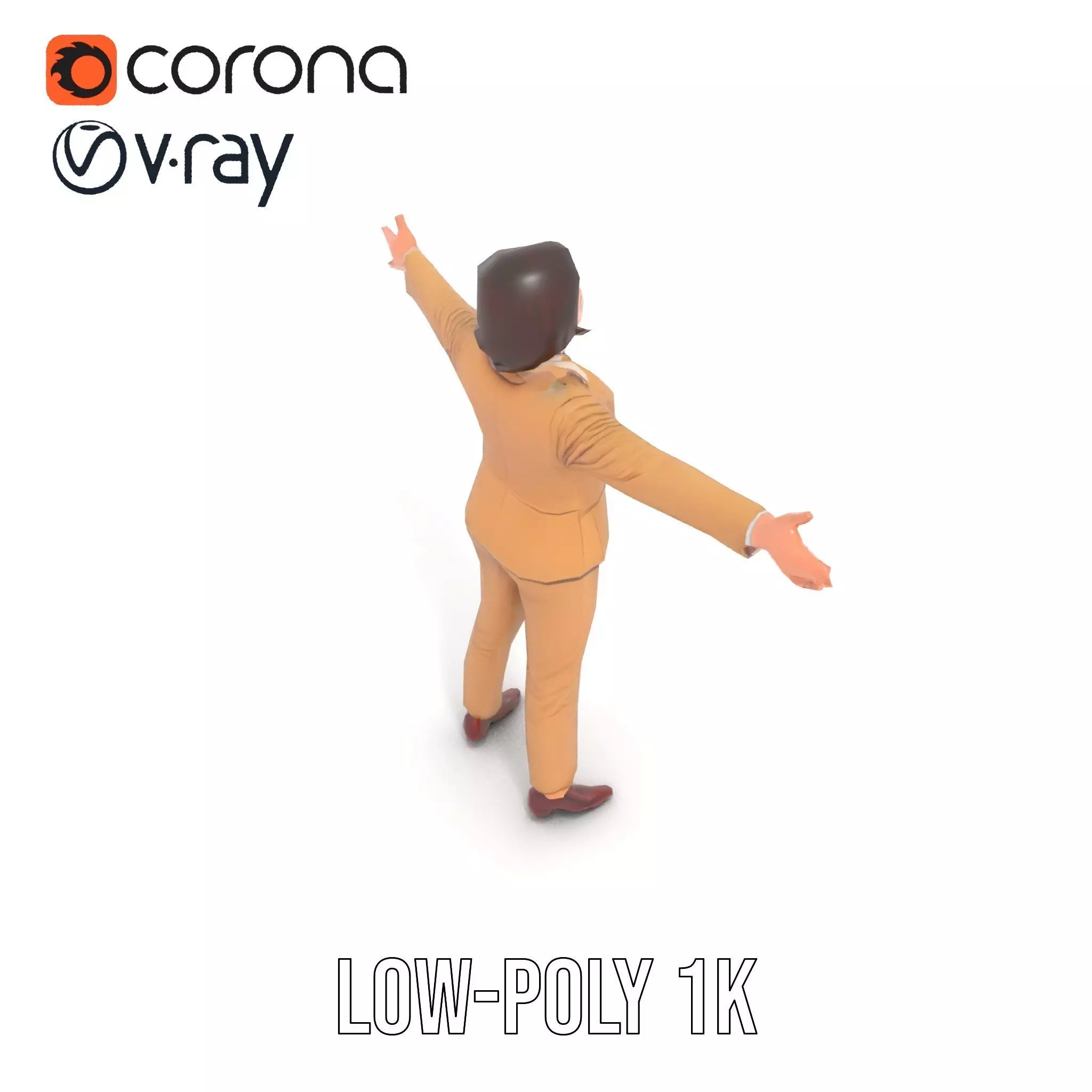 Businesswoman Model Pack with Arms Open Gesture Low-poly 3D model_17