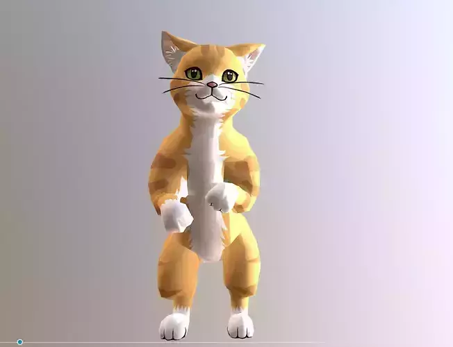 Tiger Cat Stand Yellow Cat Waving Cycle