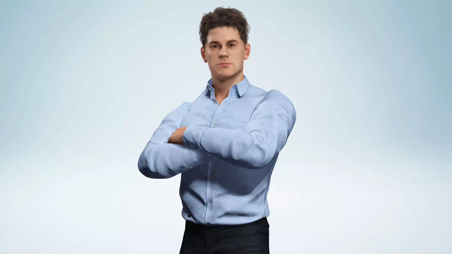 Handsome Businessman 3D Character Smart Low-poly 3D model_6