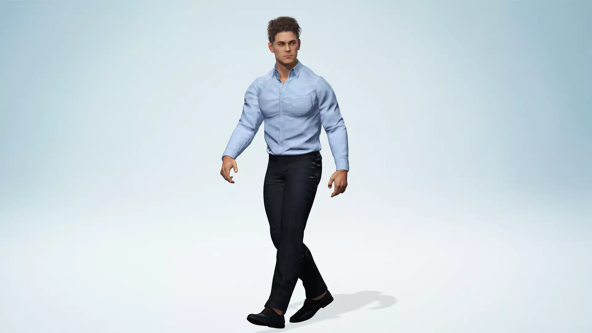 Handsome Businessman 3D Character Smart Low-poly 3D model_1