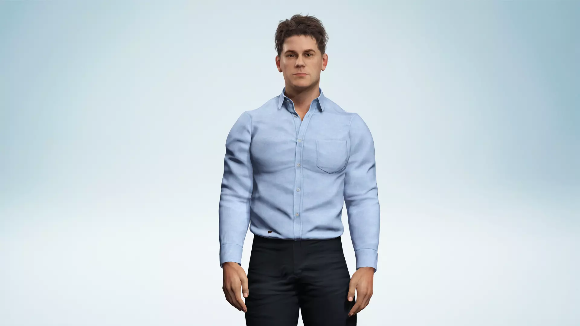 Handsome Businessman 3D Character Smart Low-poly 3D model_2