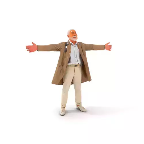 Elderly Man in Beige Outfit Model Pack Low-poly 3D model