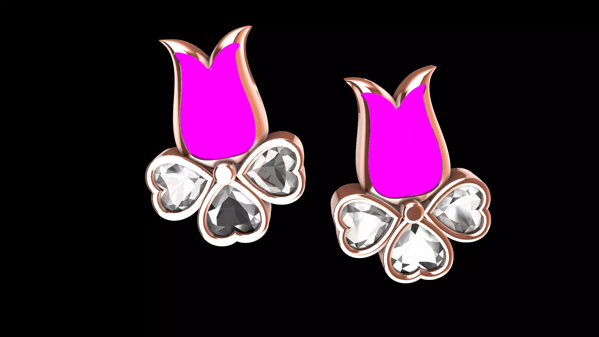 Heart Flower earrings 3D print model_0