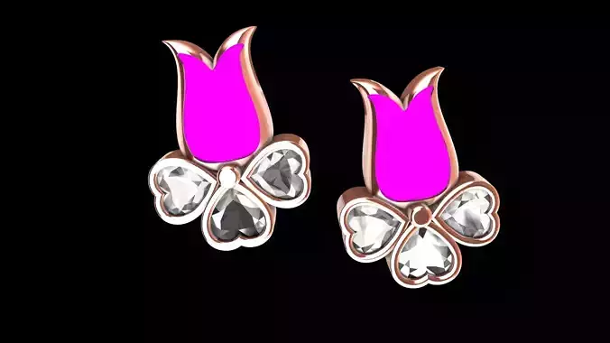 Heart Flower earrings 3D print model